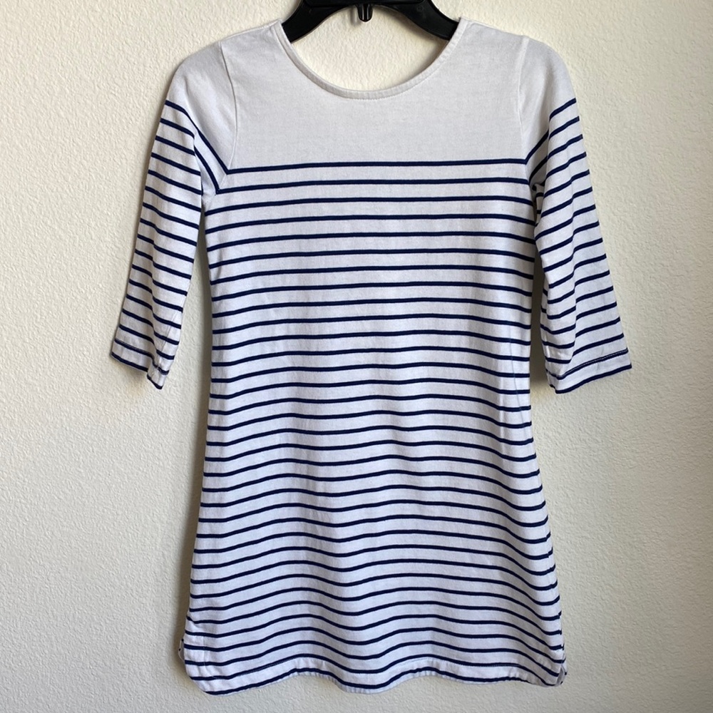 Crazy 8 Girls Sz M (7-8) Striped Long Sleeve 100% Cotton Dress Peekaboo Back